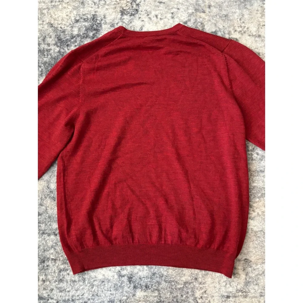BROOKS BROTHERS 346 Sweater Mens Large‎ Stretch Merino Wool V-Neck Pullover Red